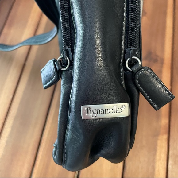 Tignanello black leather three-compartment shoulder bag - Picture 2 of 10